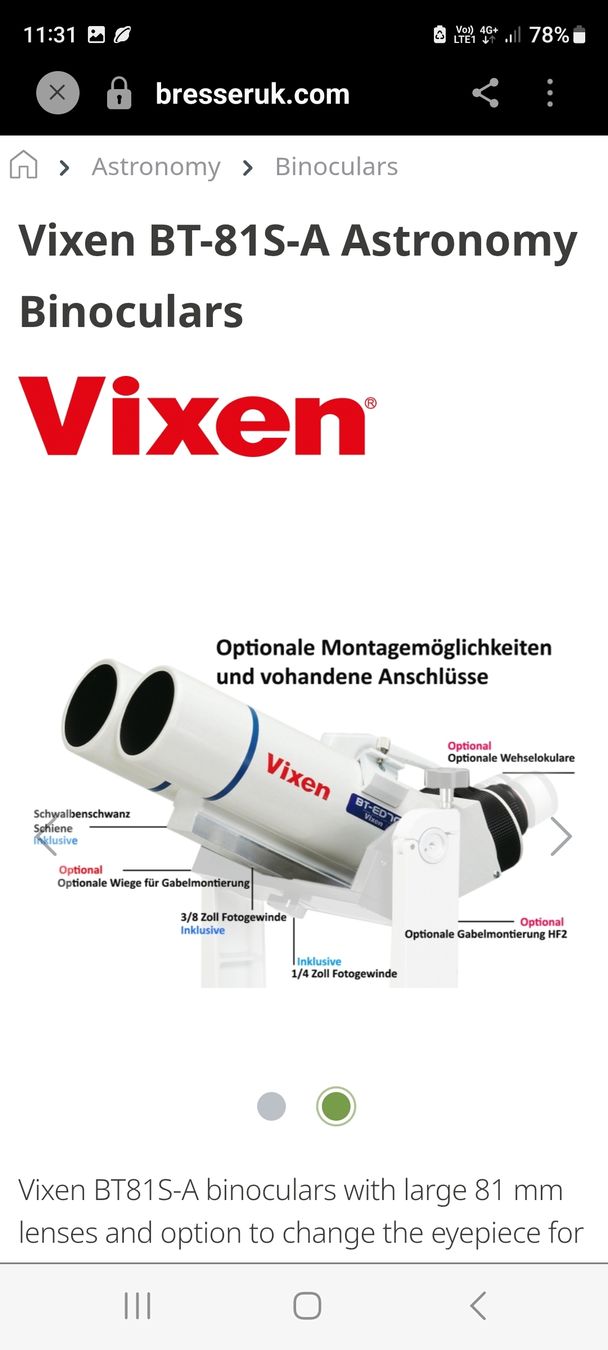 Vixen Binocoli: Vixen BT-81S-A Fernglas mit Stativ  – Usato da Basel venduto da m_schwarz 9