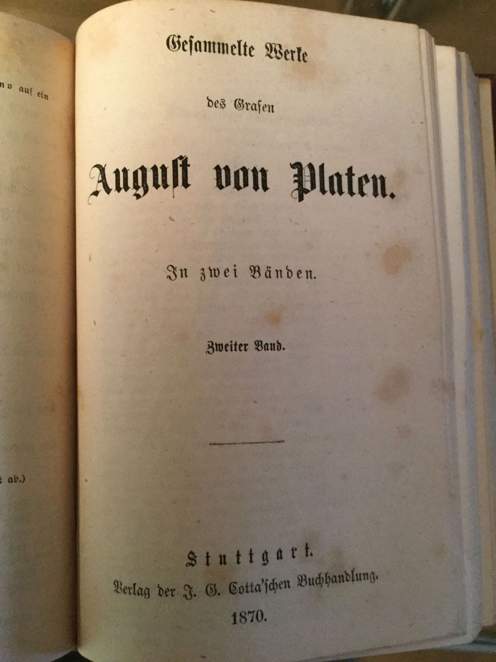 Libri: Gesammelte Werke, August v. Platen, 1870 – Usato da Luzern venduto da Einh0rn 2