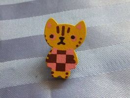 15 Holzknöpfe gelbes Büsi