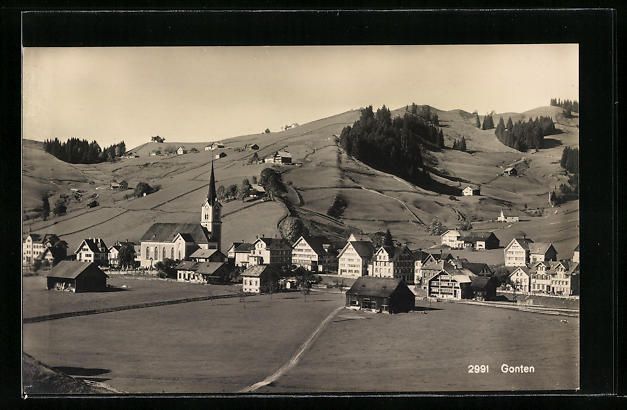 Cartoline postali: AK Gonten, Ortspartie mit Kirche – Usato da Berlin venduto da bartko-reher
