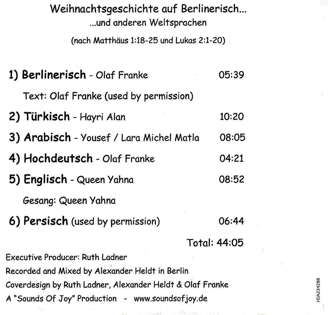 CD: WEIHNACHTSGESCHICHTE AUF BERLINERISCH UND WELTSPRACHEN CD – Usato da Kandergrund venduto da Sososo 1