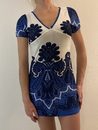Vestito Pussycat bel printe blu e bianco, taglia S/M