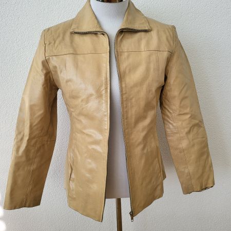 Lederjacke, beige, gebraucht, Gr. L