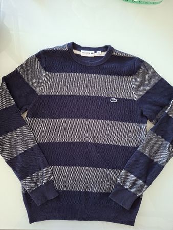 Pull Lacoste Homme Taille M, rayé bleu marine/blanc!