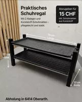 Schuhregal mit zwei Ablagen 79x32x37 cm schwarz