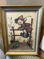 Bild Junge und Frosch, gerahmt, Jg.1951!