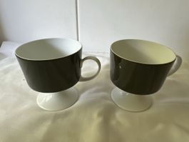 Tassen Rosenthal 2er Set dunkelgrün weiss Fuss guter Zustand
