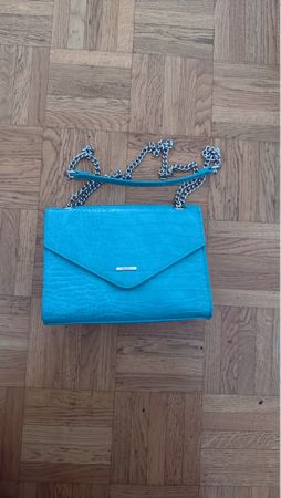 Bershka Crossbody Bag, Turquoise, Silver Chain Strap