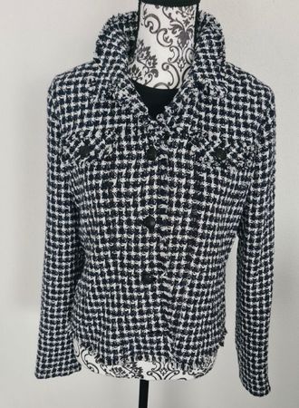 Stilvoller Gerry Weber Bouclé Jacke, Blau-Weiss