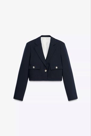 Zara Cropped Blazer with Padded Shoulders XS