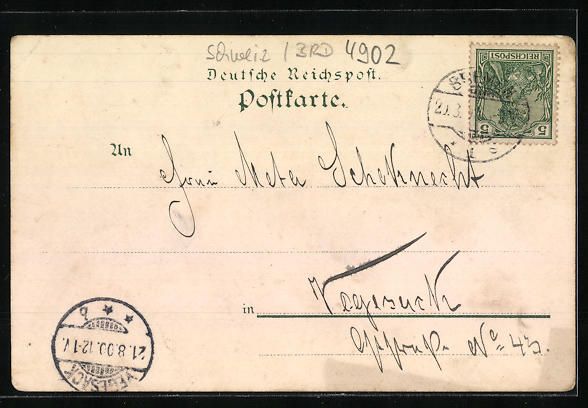 Cartoline postali: Litho Interlaken, Ortsansicht mit Brienz – Usato da Berlin venduto da bartko-reher 1