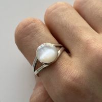 Silber 925 Mother of Pearls Solitär Ring
