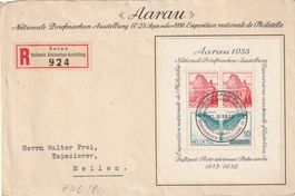 Bögli Zu. Nr. W11 auf R-Brief 1.Tag gestempelt