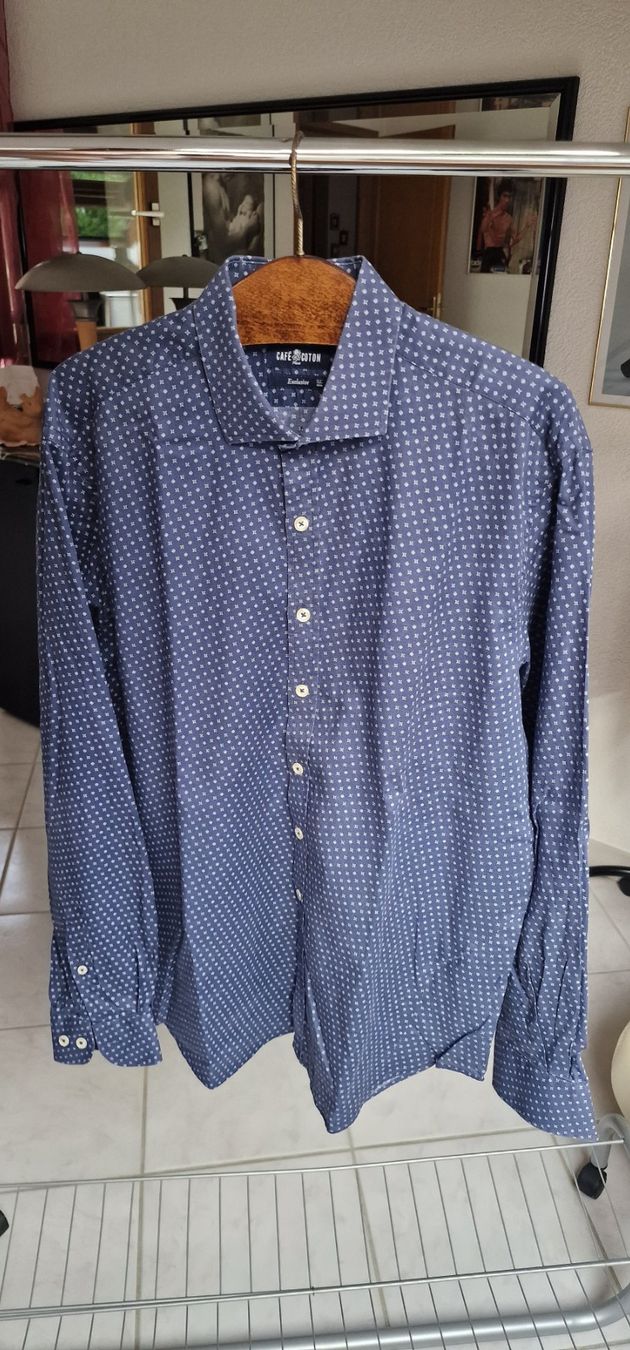 Camicie: Cafe Cotton Shirt blue pattern size L used – Usato da Vernier venduto da dyl_8v8k 4