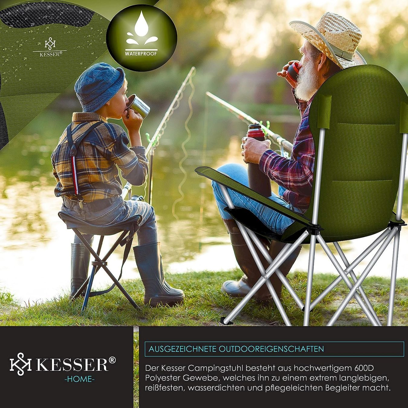 Mobili da campeggio: KESSER Campingstuhl Khaki / Schwarz – Nuovo e nell'imballaggio originale da Bottighofen venduto da zaap 8
