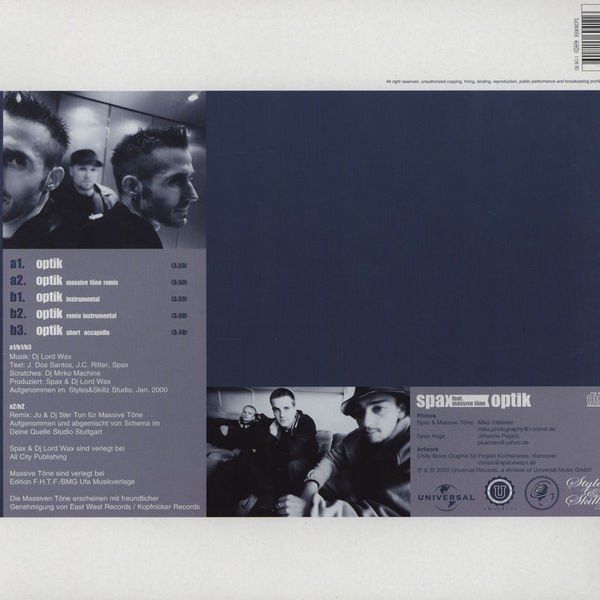 Schallplatten: Spax Feat. Massive Töne ‎– Optik – Gebraucht aus Bienne von discogs.j 1
