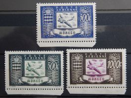 Monaco Kat. 394-396 ** 1949 Air Mail Kat. 170 Euro sehr selt