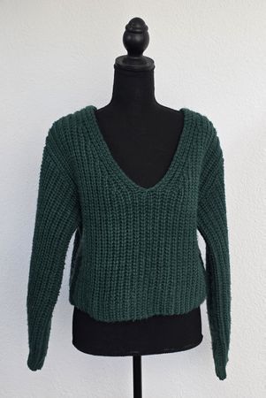 H&M Grobstrick Pullover grün V-Ausschnitt guter Zustand