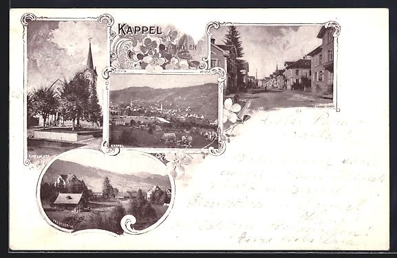 Cartoline postali: Kappel /St. Gallen, Kirchplatz, Dorfstra – Usato da Berlin venduto da bartko-reher