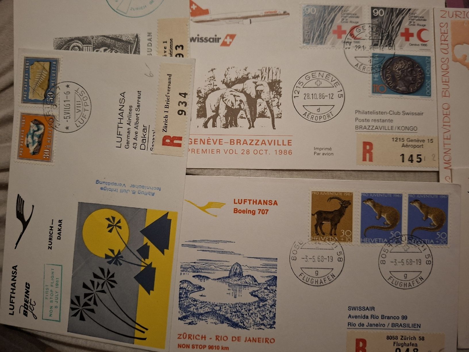 Alle Briefmarken: Lot Swissair Briefe 17 Briefe  – Gebraucht aus Balgach von SIMEON27 4