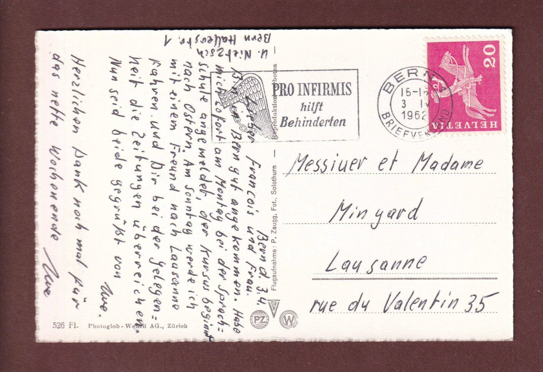 Cartoline postali: BERN - Teilansicht - 1962 – Usato da Pully venduto da nicecards-shop 1