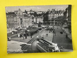 AK Bahnhofplatz Zürich 1950 mit Tram