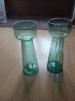 Zwei Hyazinthengläser, hellgrün, Vintage