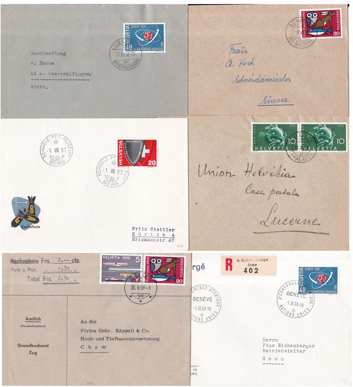 Alle Briefmarken: 65 Stk. Alte CH Briefe, Postkarten, Belege – Gebraucht aus Münchwilen AG von Nesar 6