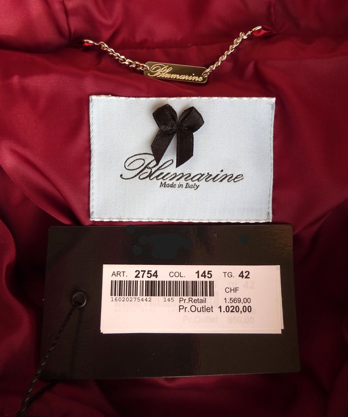 Vestes: BLUMARINE BELLISSIMO e COMODO piumino taglia : 42 IT – Neuf avec emballage d'origine à Bissone par vis_lpp9 1
