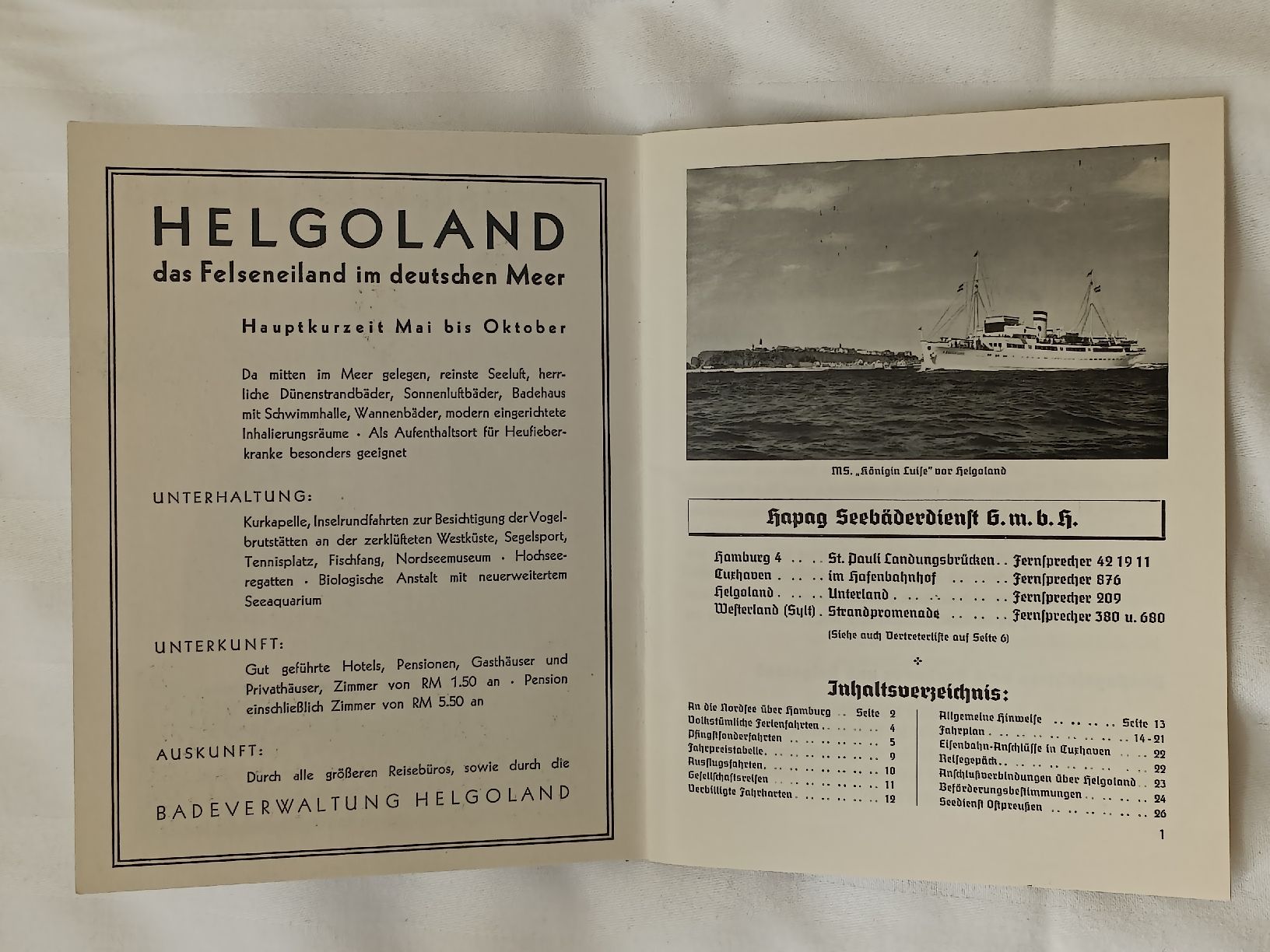 Documenti: Broschüre / Sommerfahrplan 1936 HAPAG Schifffahrt – Usato da Brugg AG venduto da Ente015 1