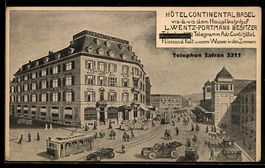 AK Basel, Hôtel Continental vis-à-vis dem Hauptbahnhof, Bes.