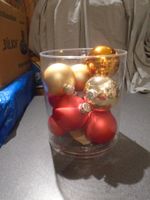 Weihnachtskugel 11 Stück, goldfarbig / rot