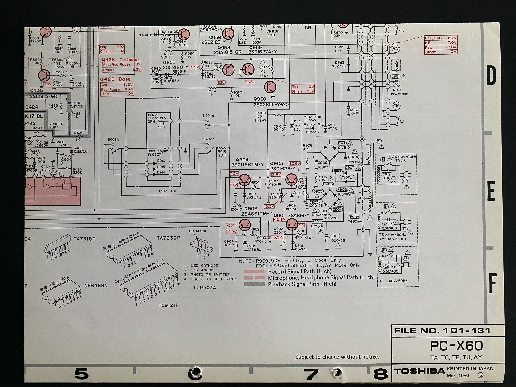 Toshiba Registratori: Servicemanual TOSHIBA PC-X60 Cassetten Deck – Usato da Erlenbach ZH venduto da Leaford 9