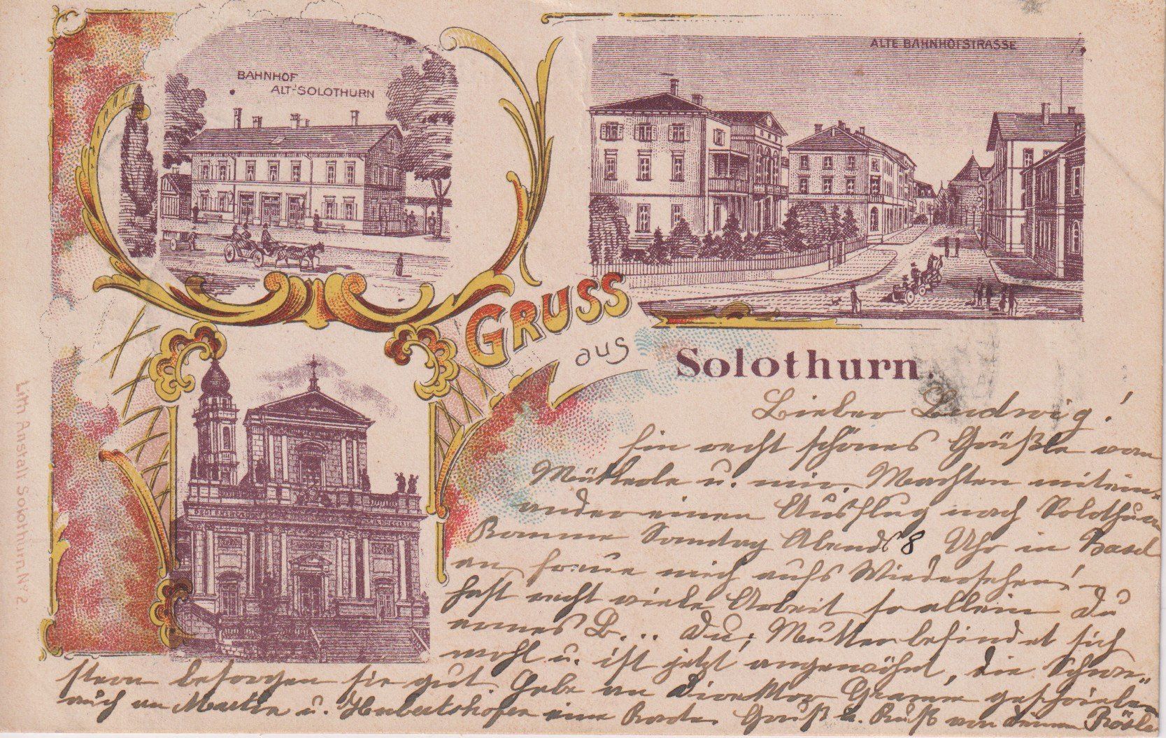 Cartoline postali: AK Litho Solothurn - 1901 – Usato da Riva San Vitale venduto da MAR-NAPO