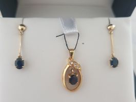 Boucle d'oreille et pendentif 14K