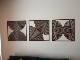 Mid Century Wandkunst Deko Nussbaum Vintage Bild