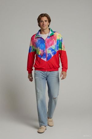 Athlet Bunte Blumenmuster Windbreaker Jacke - Rot