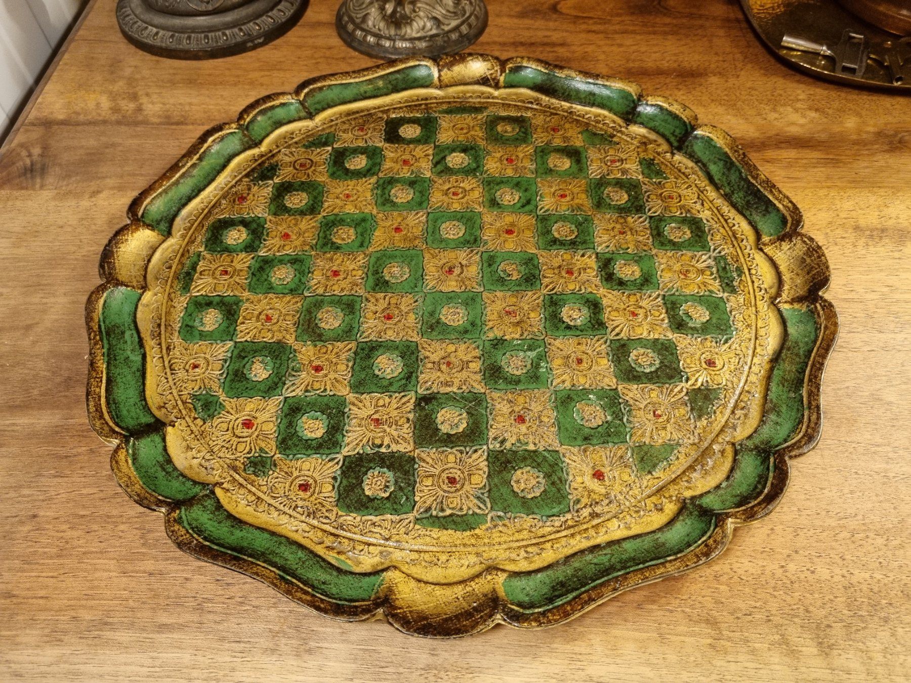 Piatti di portata: Vintage Florentiner Tablett Made in Italy rund – Usato da Scharnachtal venduto da devin03 4