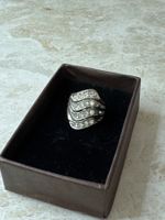 Vintage Ring mit Strass, Silberfarben, ca. Grösse 53 (17mm)