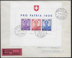 1936 ExBrief Wehranleihe PP BLOCK W8 o BERN SBK 600.- ab 1.-