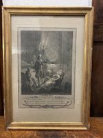 Gravure ancienne encadrée - "La Soirée d'Hyver" XVIIIe s.