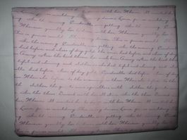 Baumwollstoff rose marmoriert mit lila Schrift