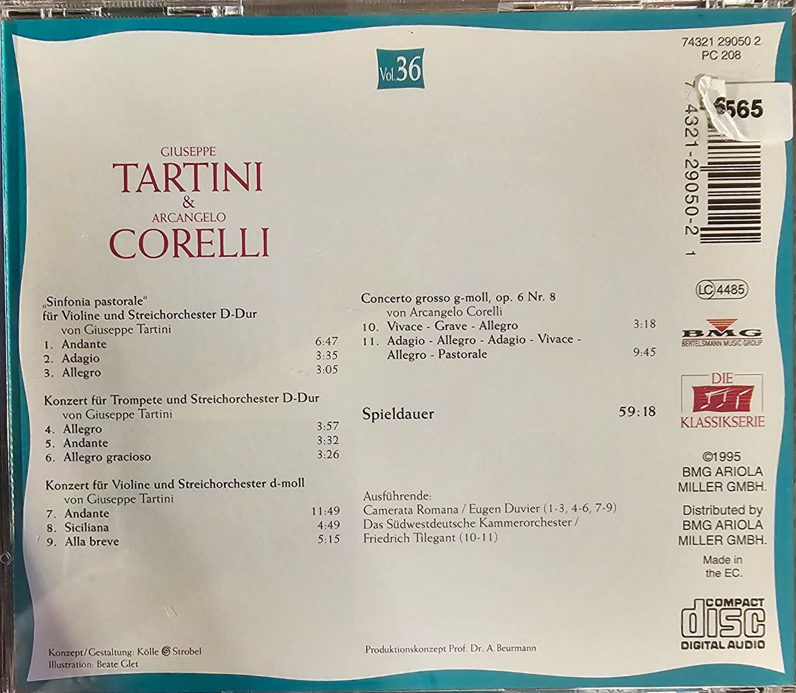 CD: Giuseppe Tartini & Arcangelo Corelli Vol. 36 – Usato da Wahlen b. Laufen venduto da Cg10 1