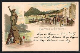 Litho Lugano, Ortspartie am See mit Will