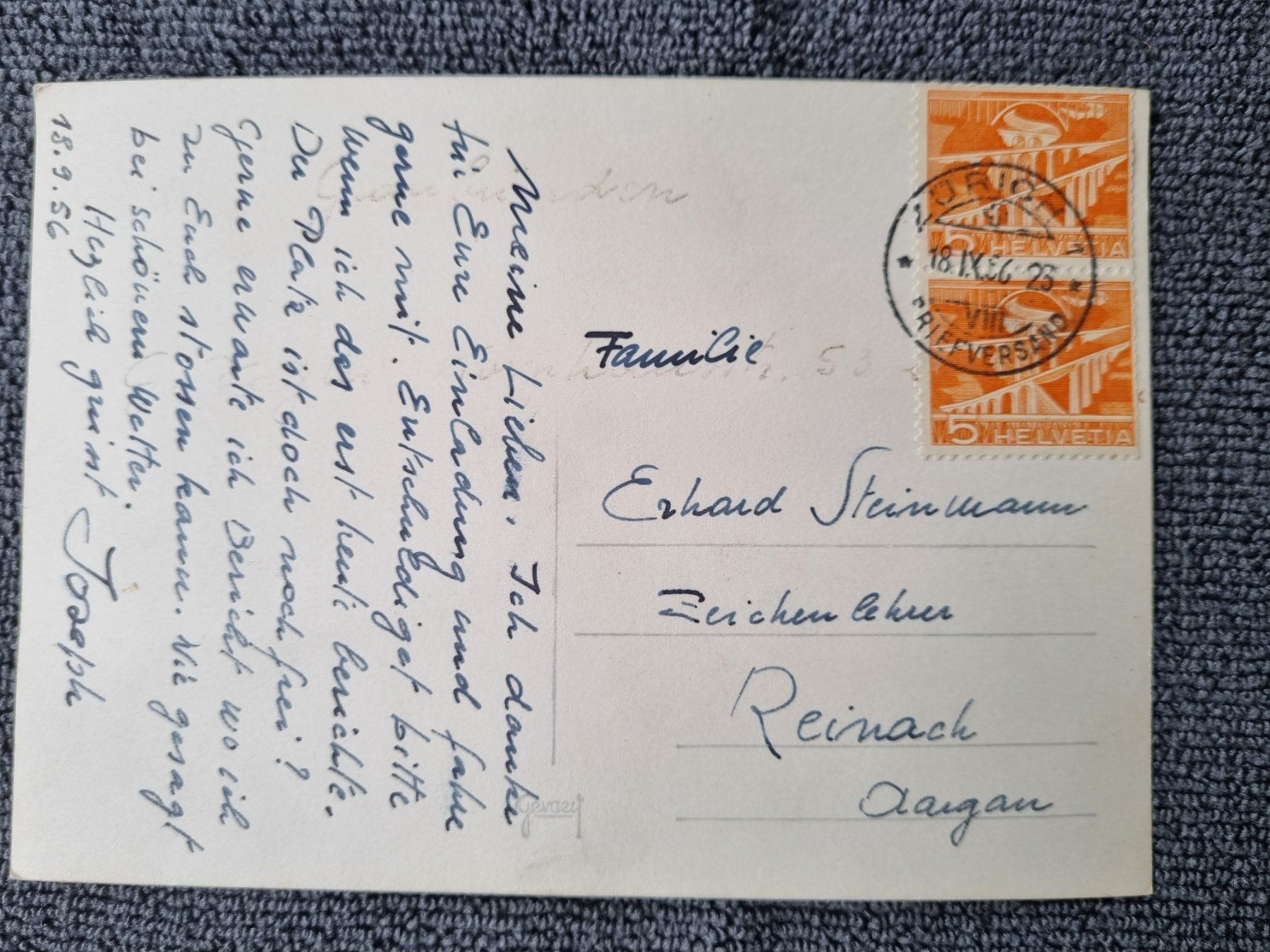 Cartoline postali: Scheune Heustadel 1956 Ansichtskarte gelaufen mit Marken – Usato da Reinach AG venduto da Cme 1