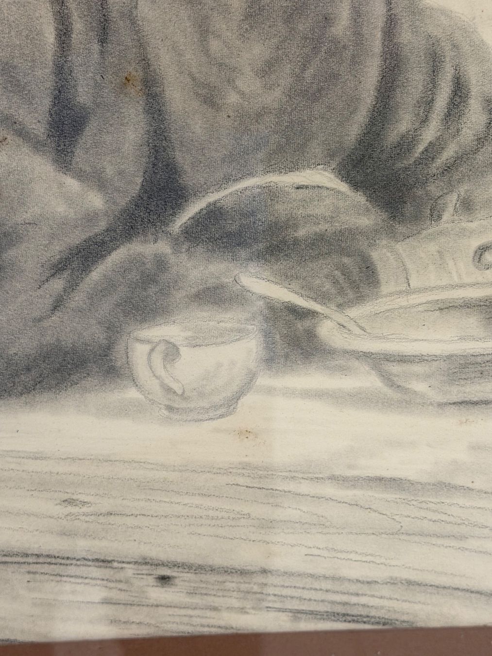 Dipinti: Vintage gerahmte Bleistiftzeichnung eines Mönchs, Wandkunst – Usato da Basel venduto da PAUL_ART 3