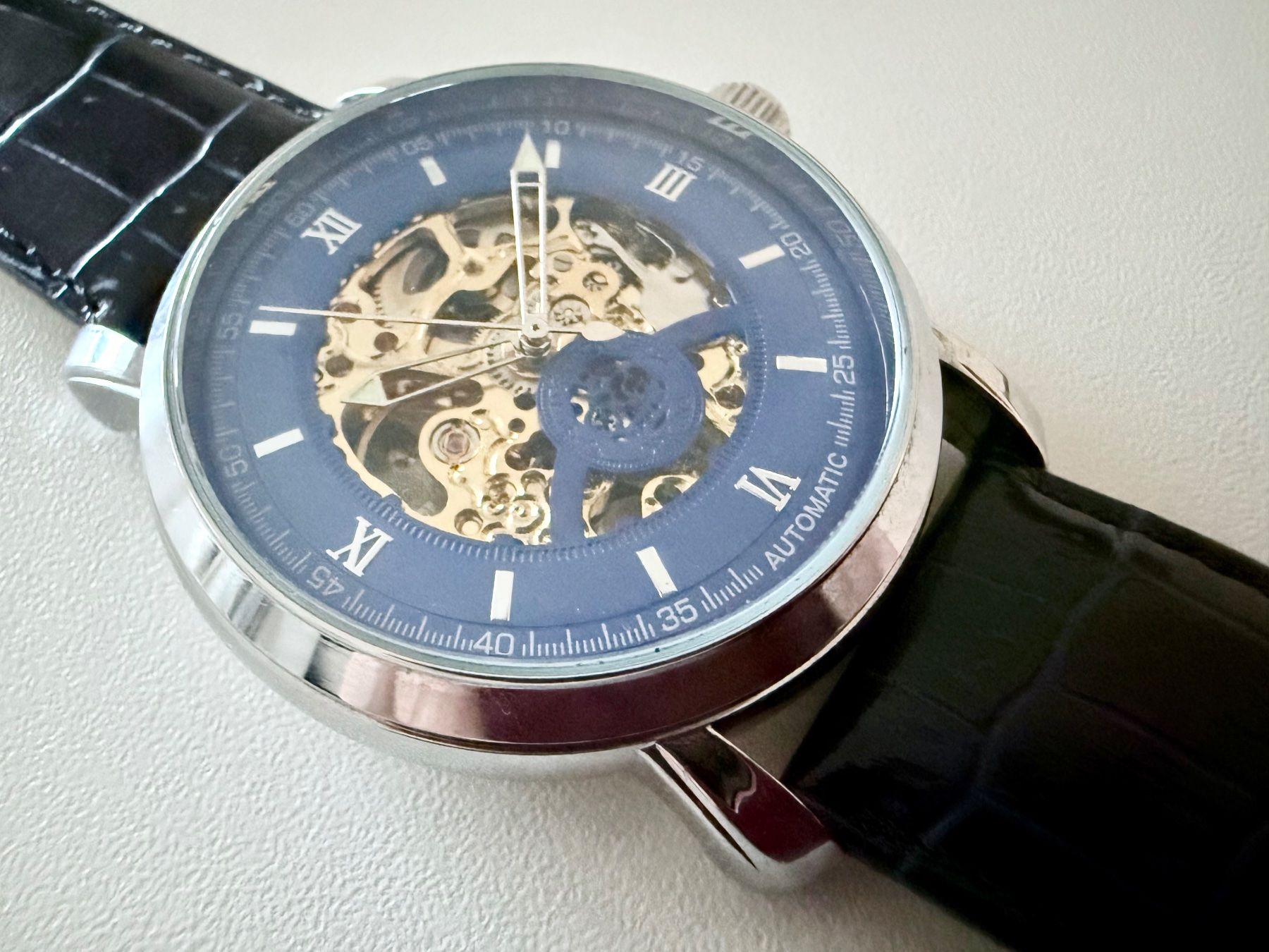Orologi: ORKINA Automatic Skeleton 44mm - Blue dial - Dark blue strap – Nuovo (secondo la descrizione) da Le Mont-sur-Lausanne venduto da LycaGallery 3