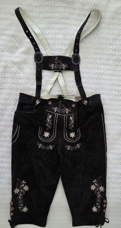 Lederhose Birkhahn braun mit Stickerei Grösse 50