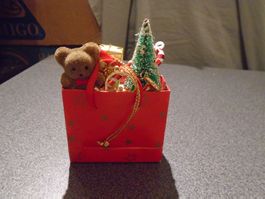 Baumschmuck Geschenktasche mit Bär, Christbaum, Paket