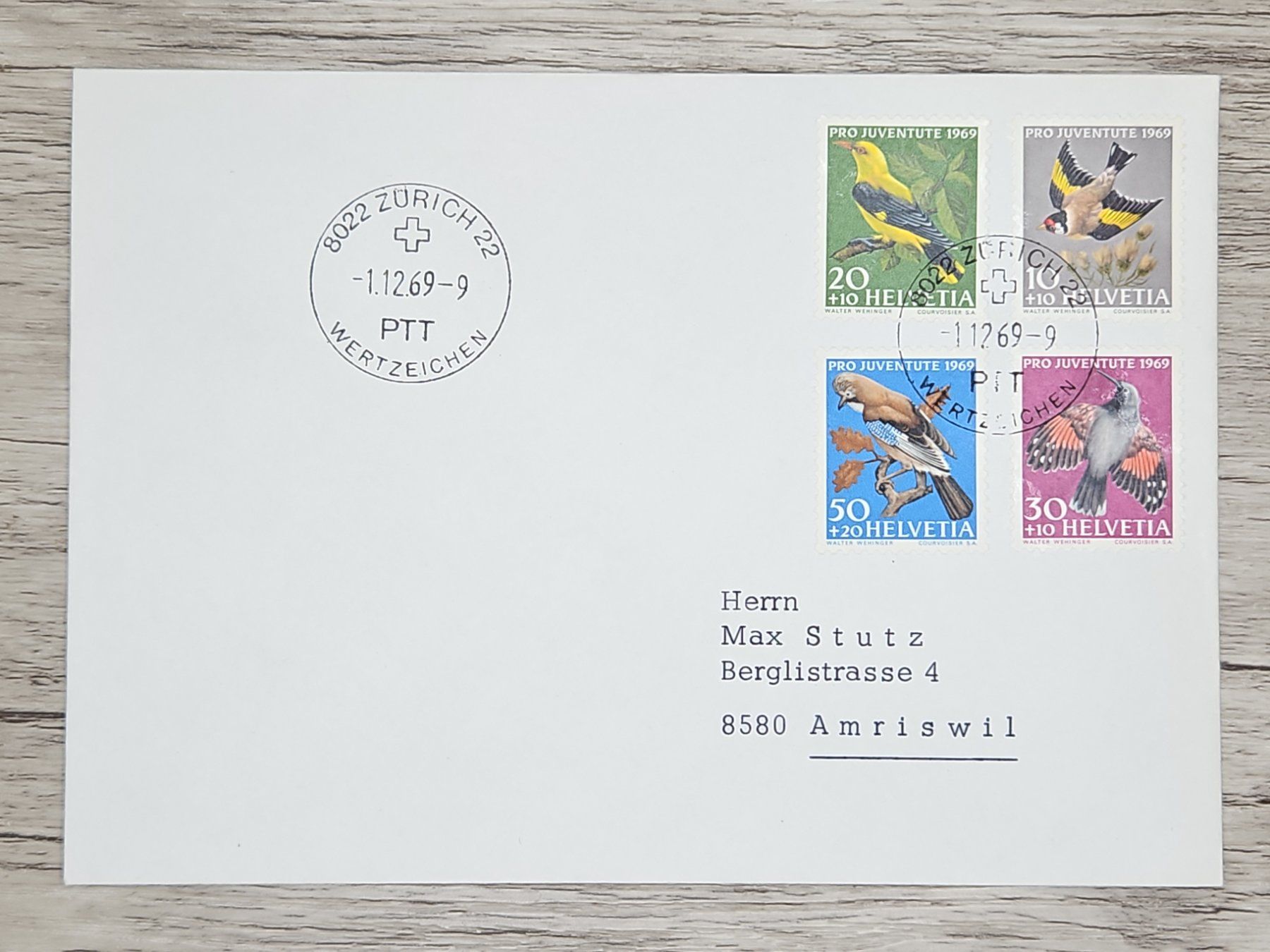 Tutti i francobolli: CL17 Enveloppe + Timbre Suisse 1969 – Usato da Cousset venduto da Patrick_Collections